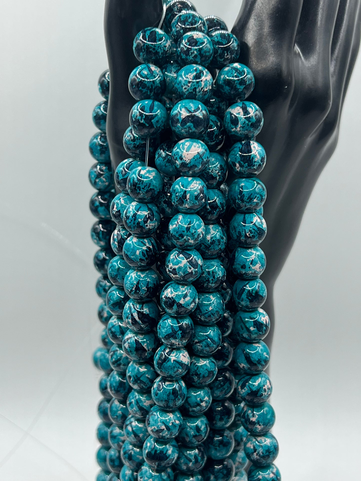10MM Glass Paint Splashed Beads (5 Colors)