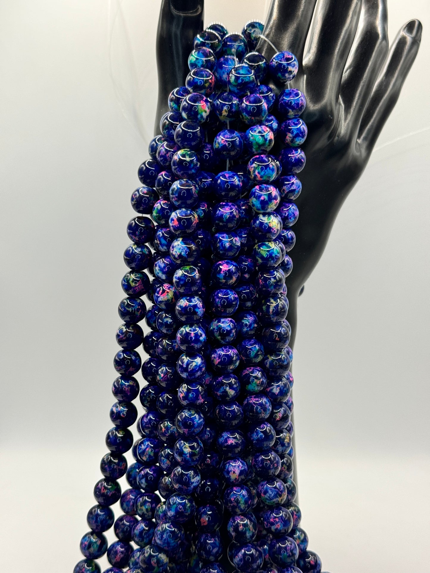 10MM Glass Paint Splashed Beads (5 Colors)