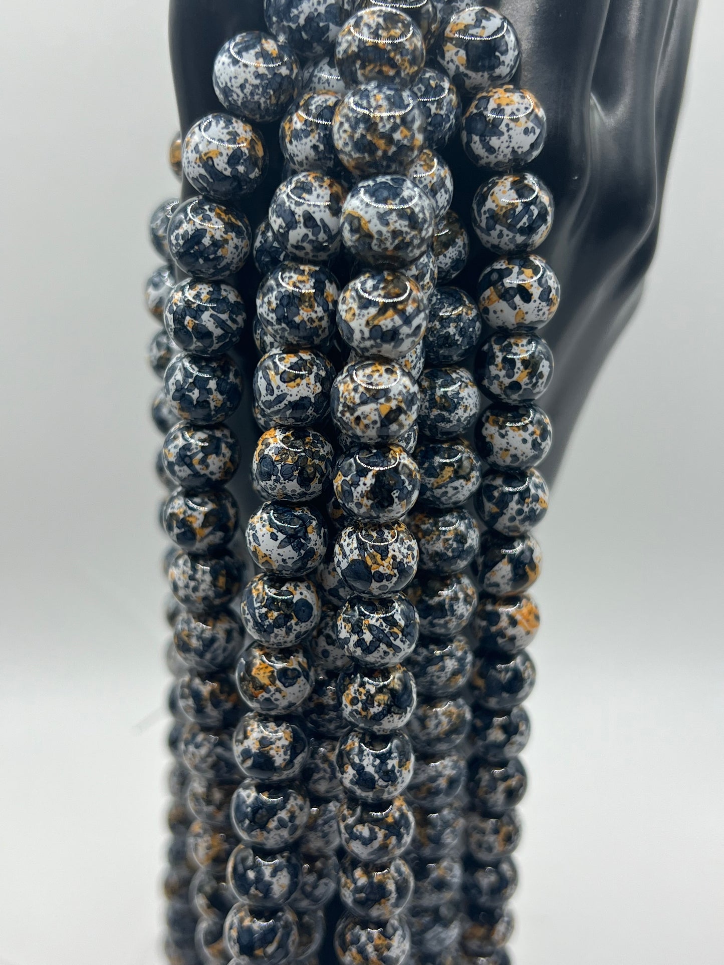 10MM Glass Paint Splashed Beads (5 Colors)