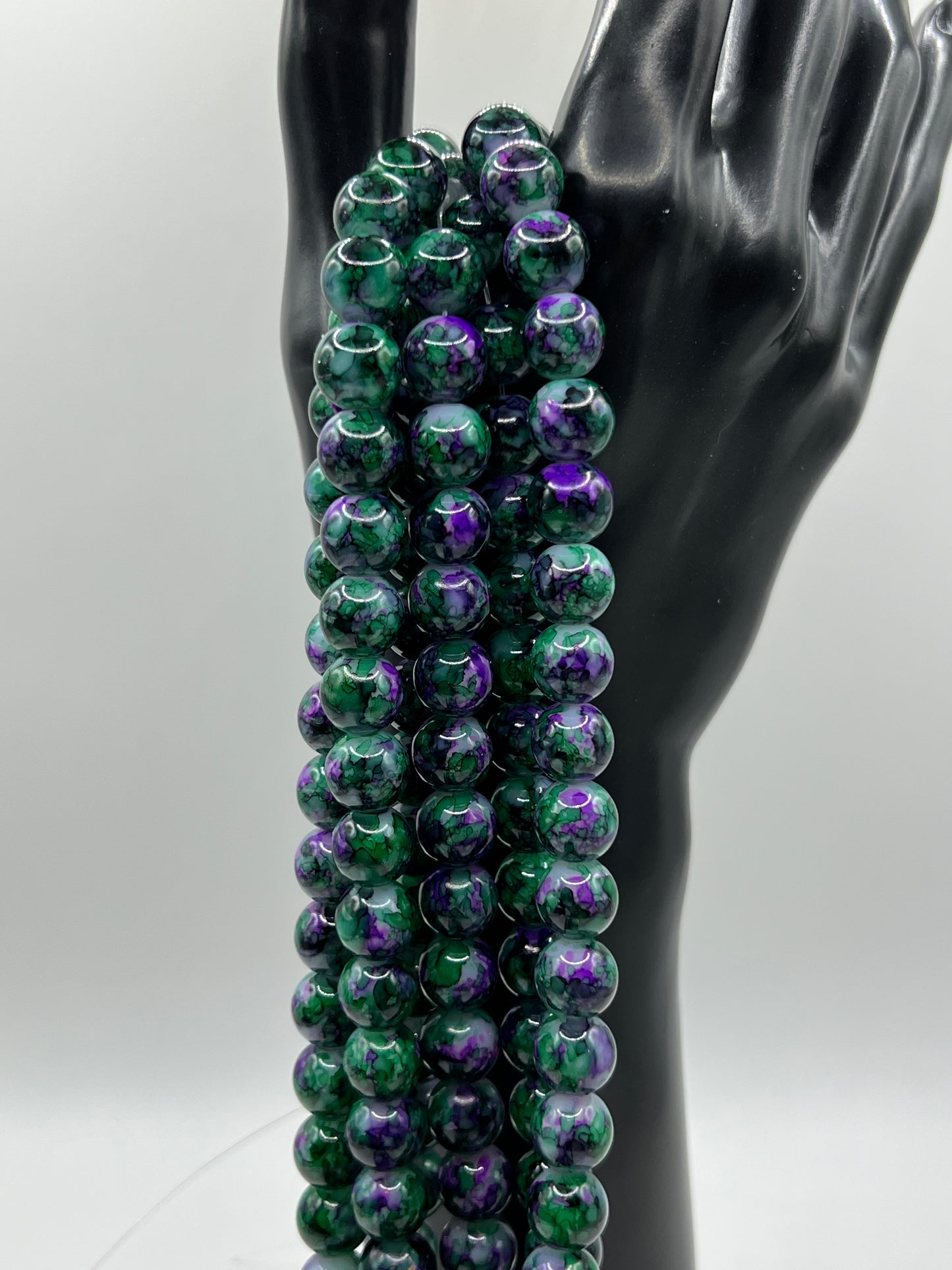10MM Glass Marbled Beads (4 Colors)