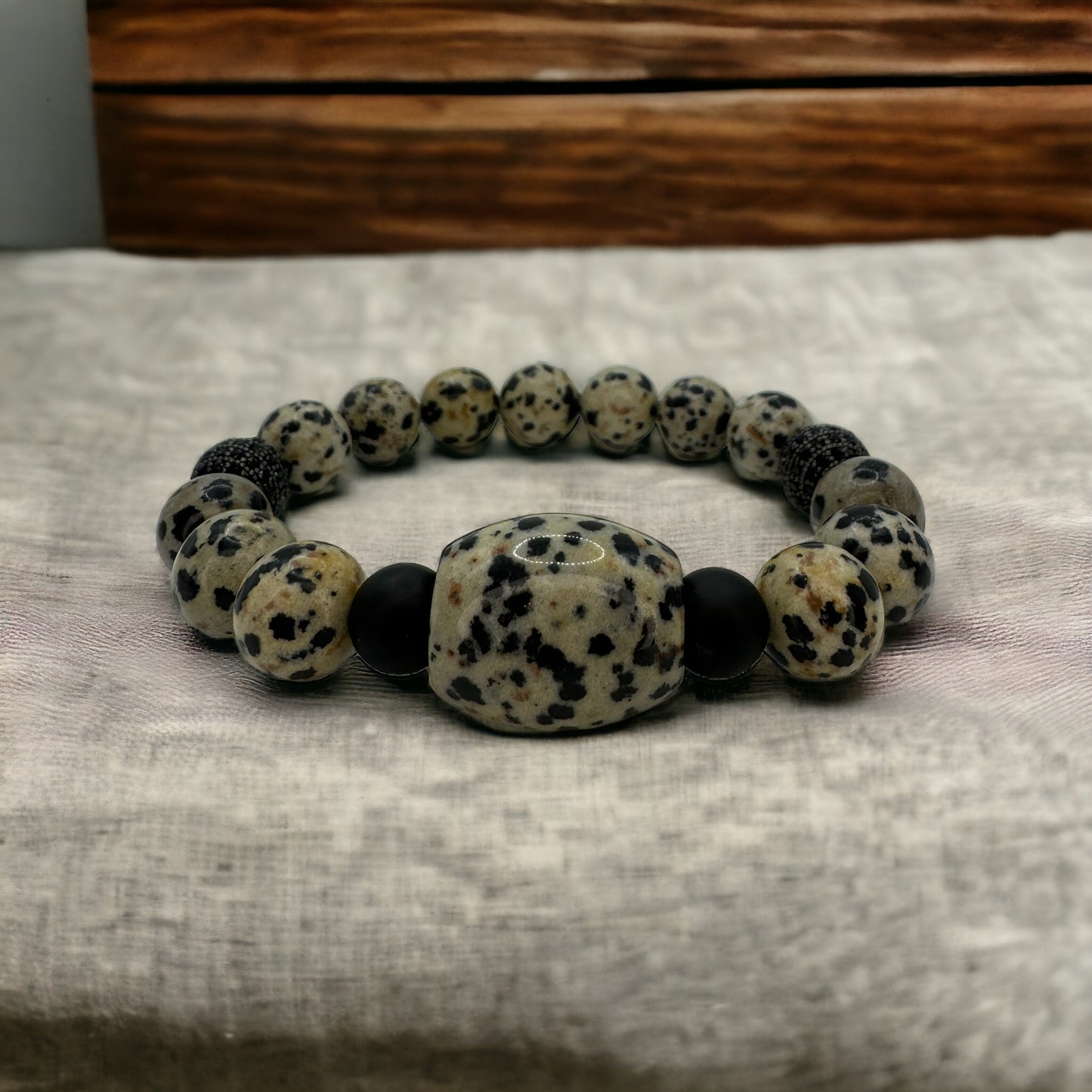 Dalmatian Jasper & Matte Black Onyx