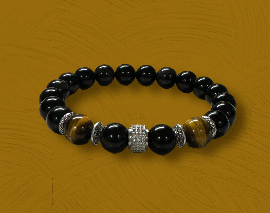 Black Obsidian and Tigers Eye (unisex)