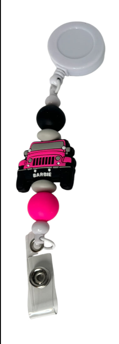 Barbie Jeep Badge Holder w/ reel