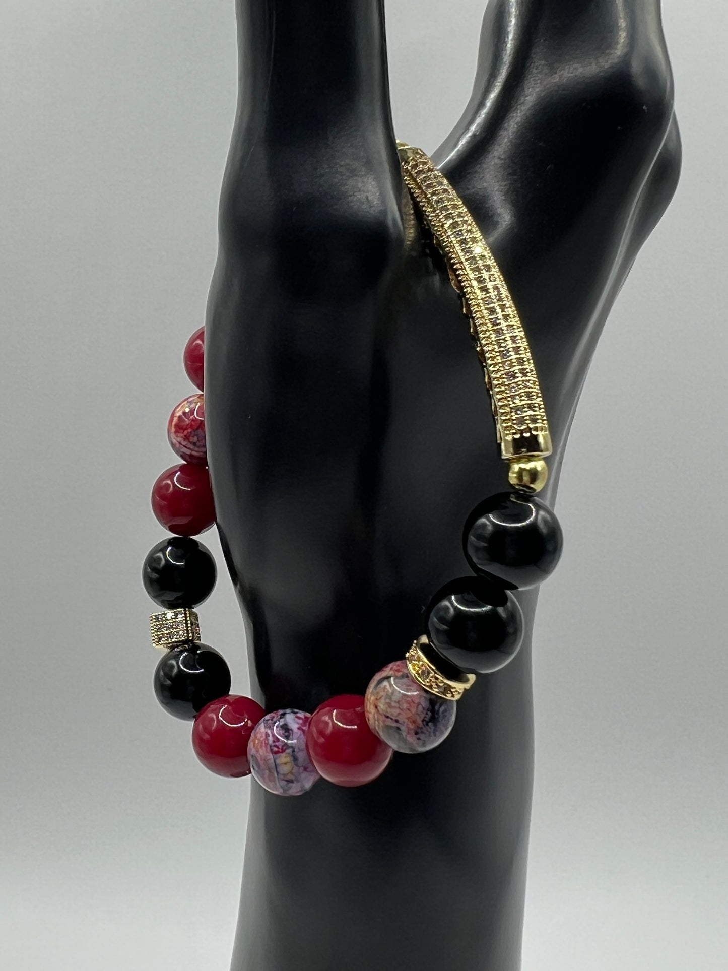 10MM Women’s Ruby Jade & Fire Agate Stone bracelet set