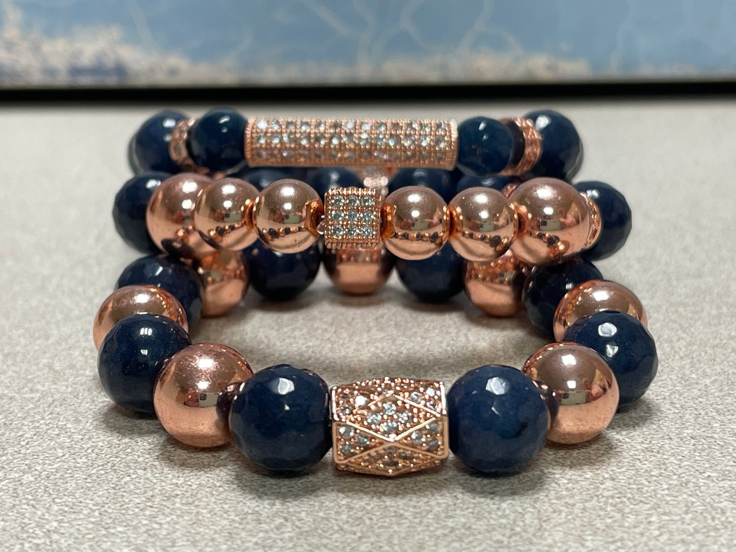 Women’s Navy Jade Bracelet set