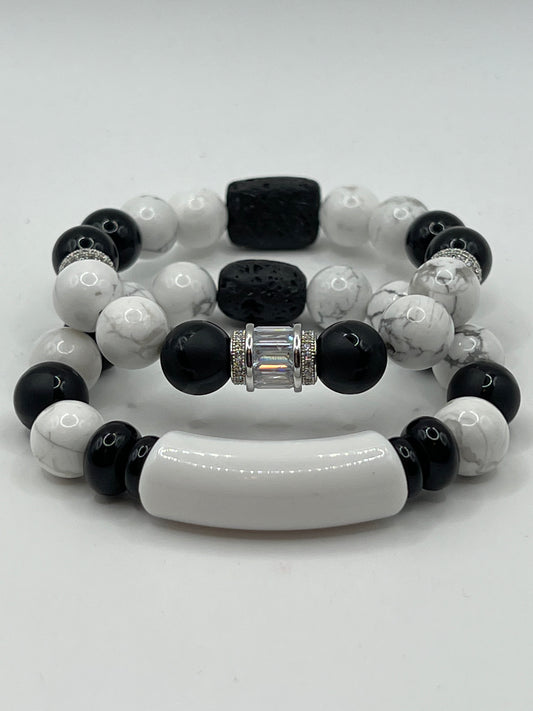 Howlite and Onyx 10mm