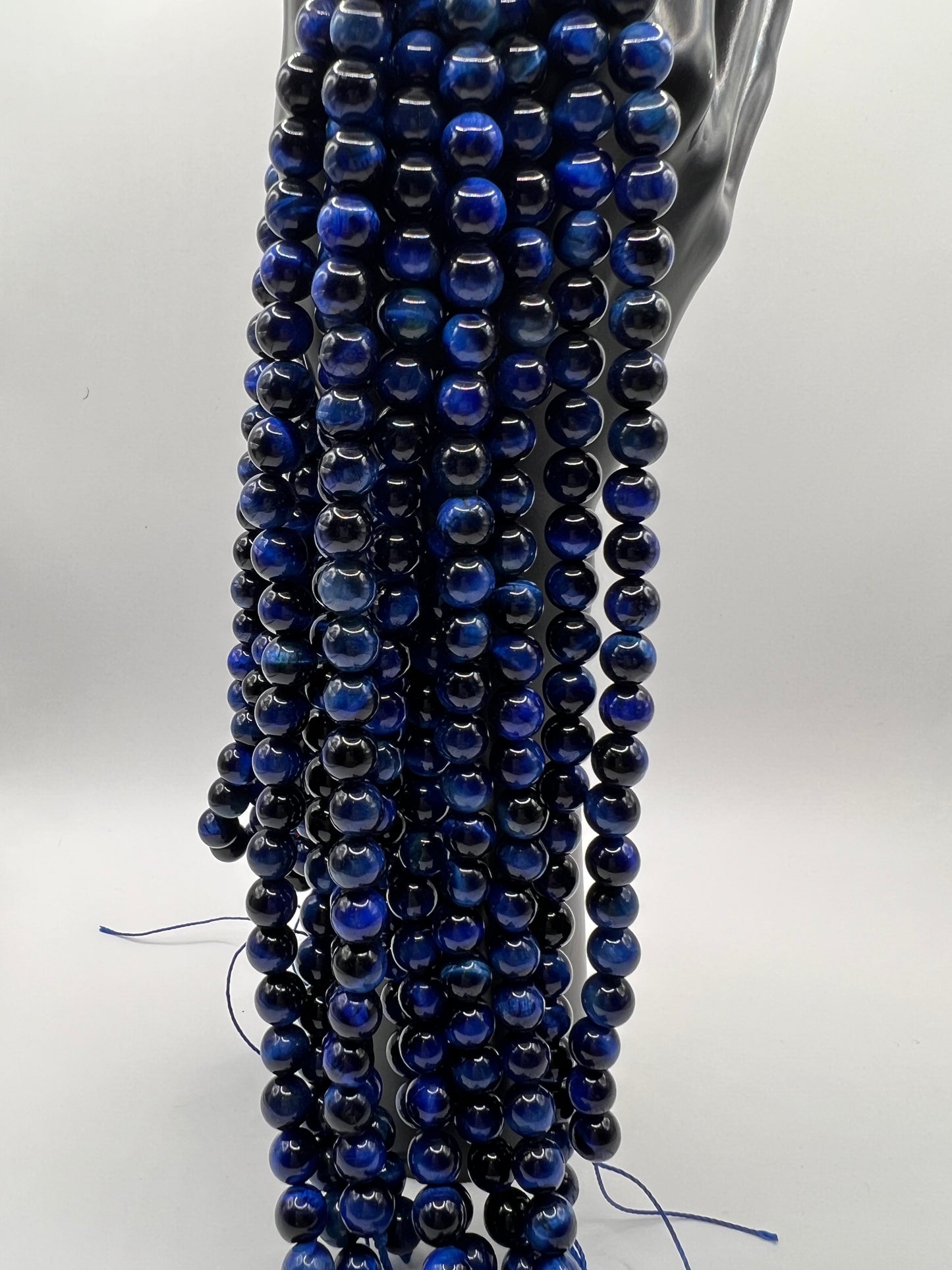 Blue black Tigers Eye 8mm