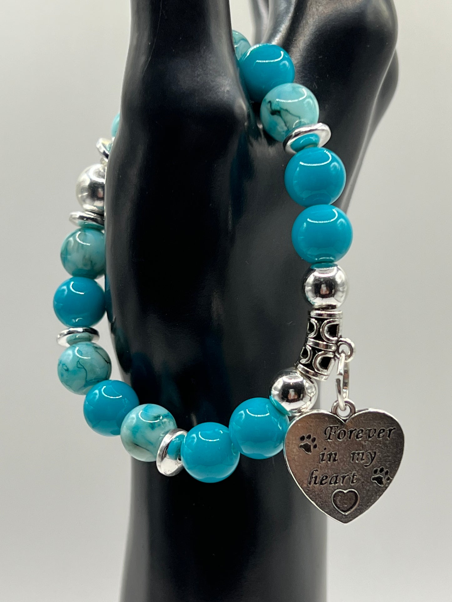 Multi color Turquoise Glass Forever Paw Print