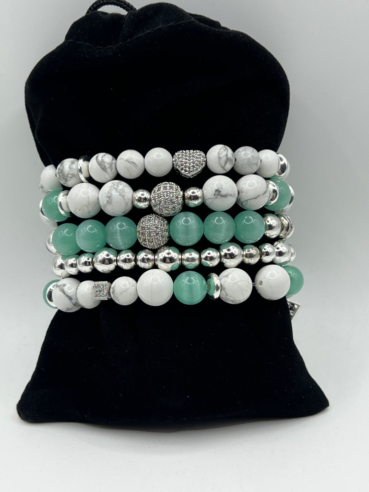 Women’s Howlite & Cats Eye 5 stack set