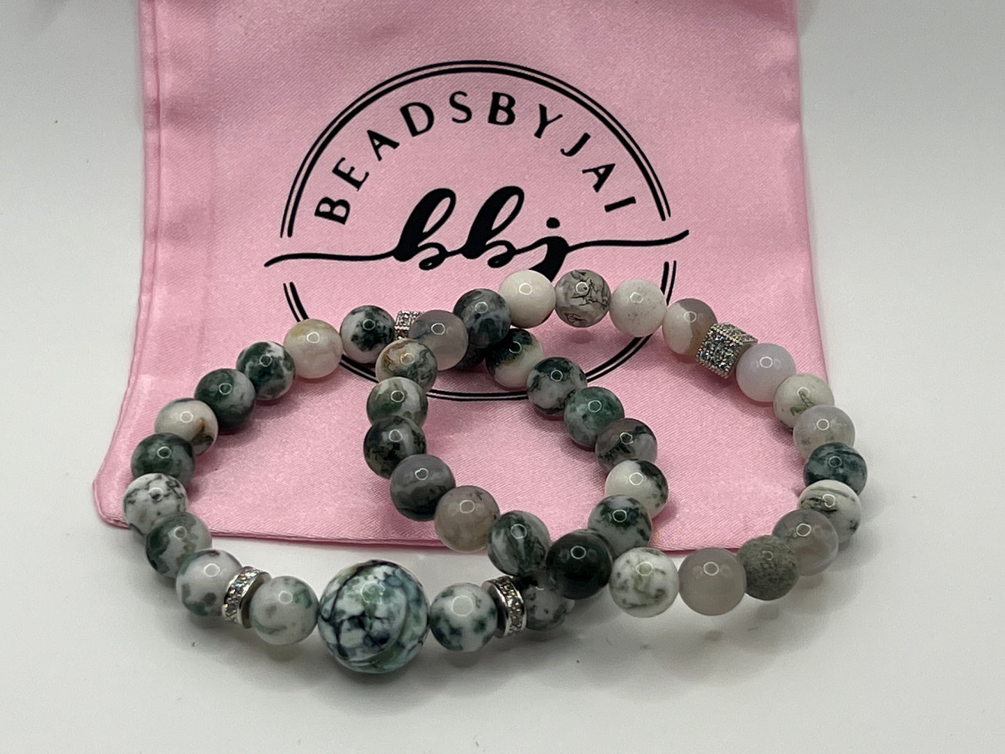 8MM Unisex Tree Agate bracelets