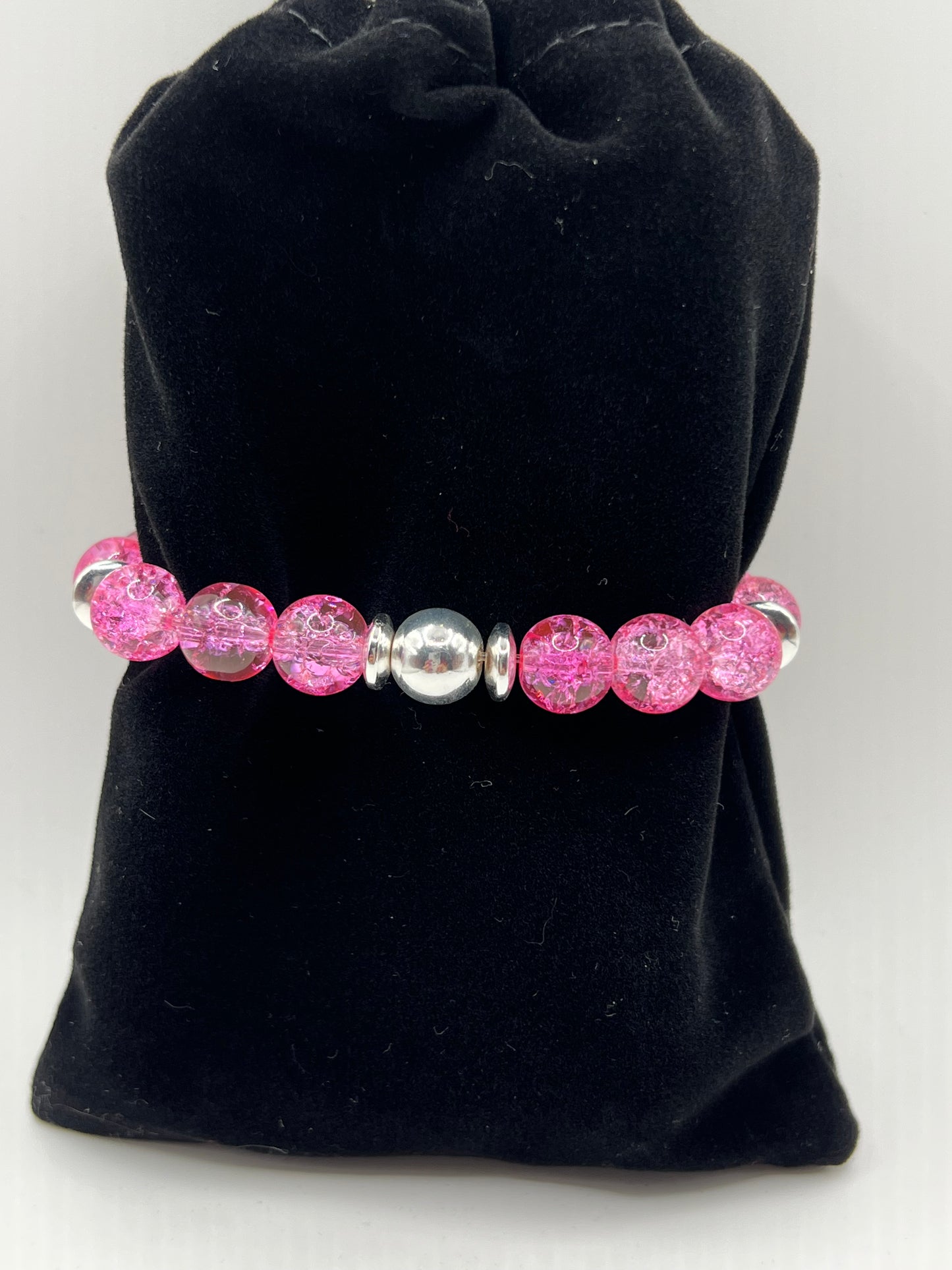 Pink Glass Bead Paw Print