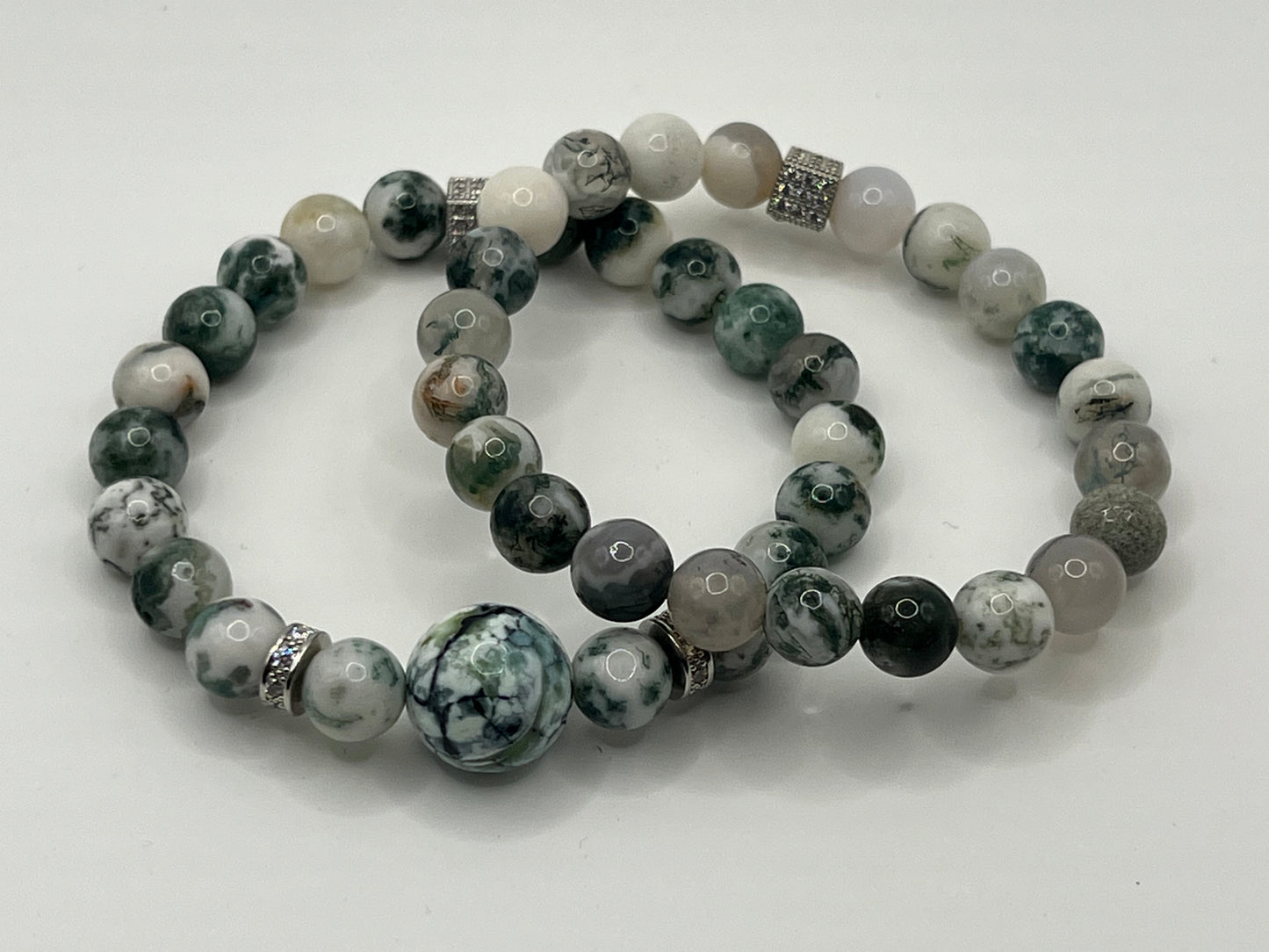 8MM Unisex Tree Agate bracelets