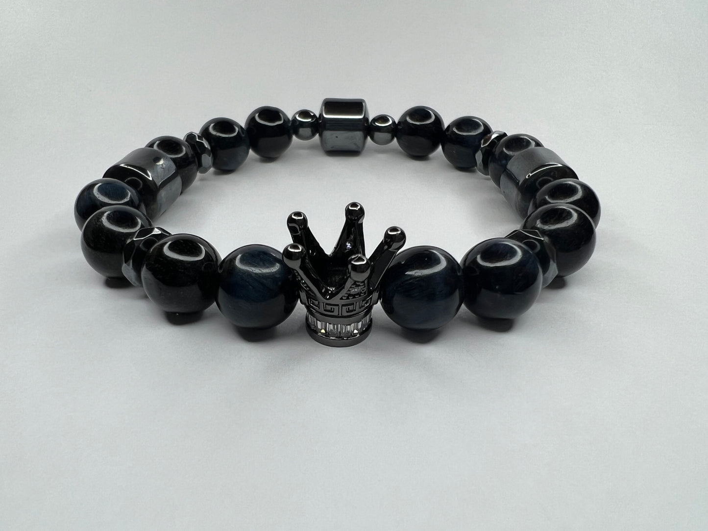 Men’s Black Tigers Eye & Hematite Bracelet 10 MM