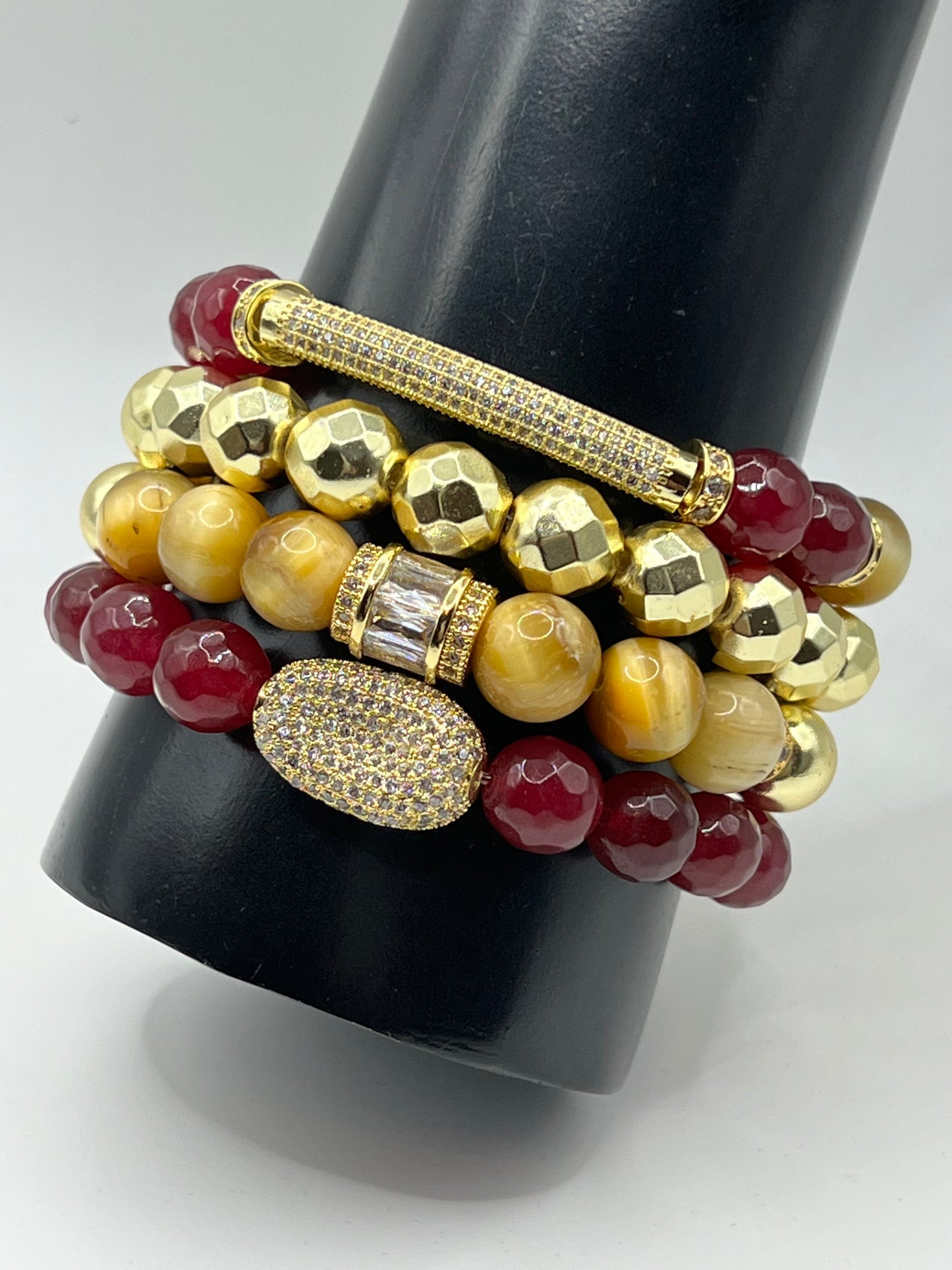 Women’s Cranberry Jade/Yellow Tigers Eye Stack