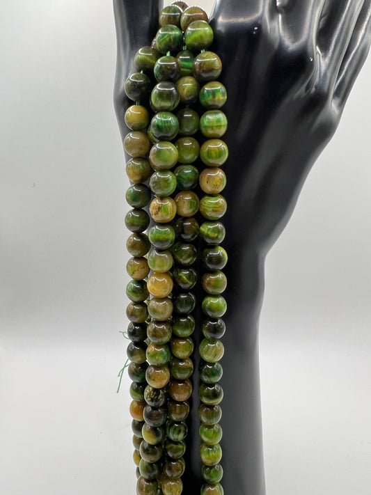 Camo Green Tigers Eye 8MM