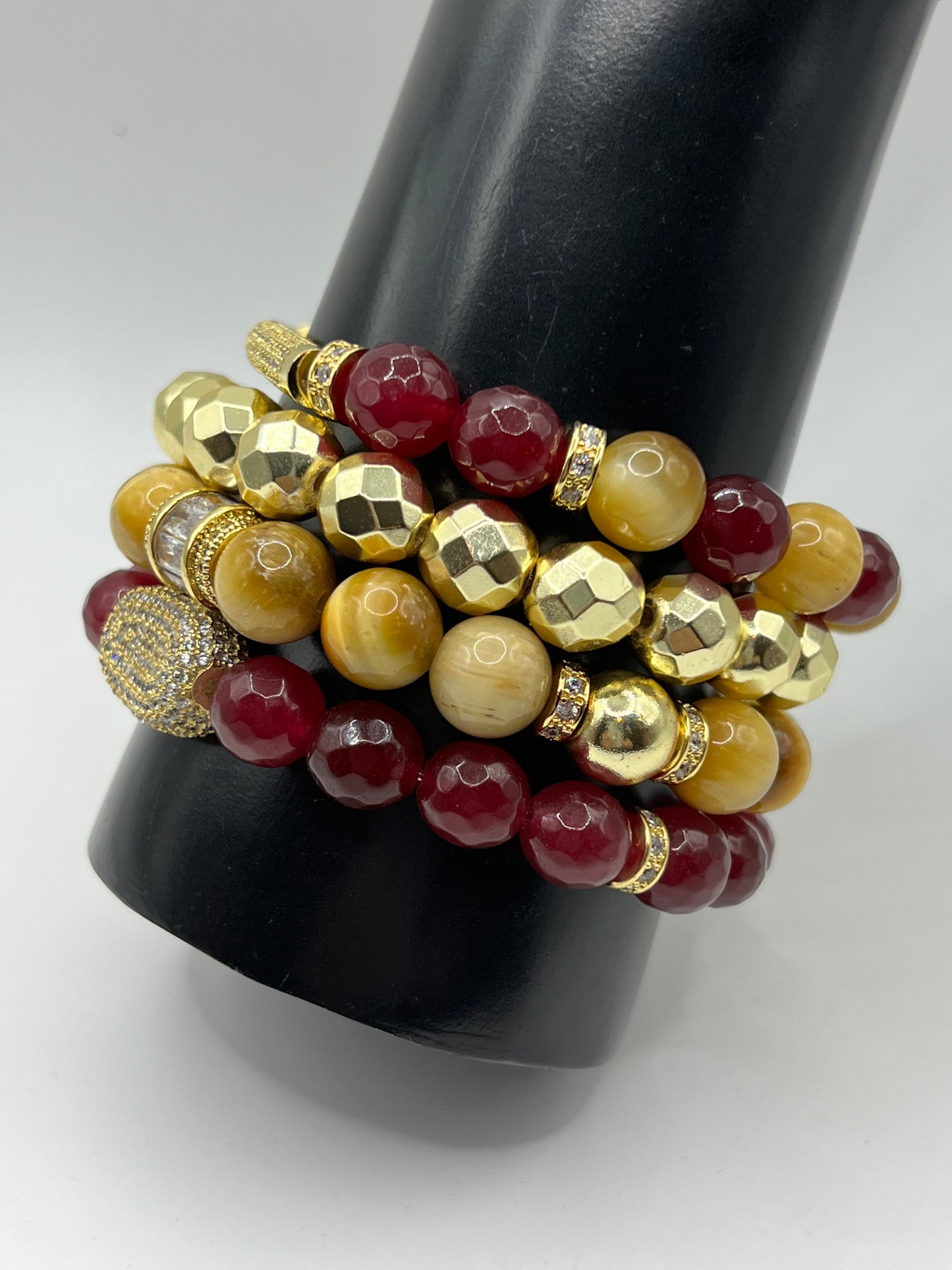 Women’s Cranberry Jade/Yellow Tigers Eye Stack