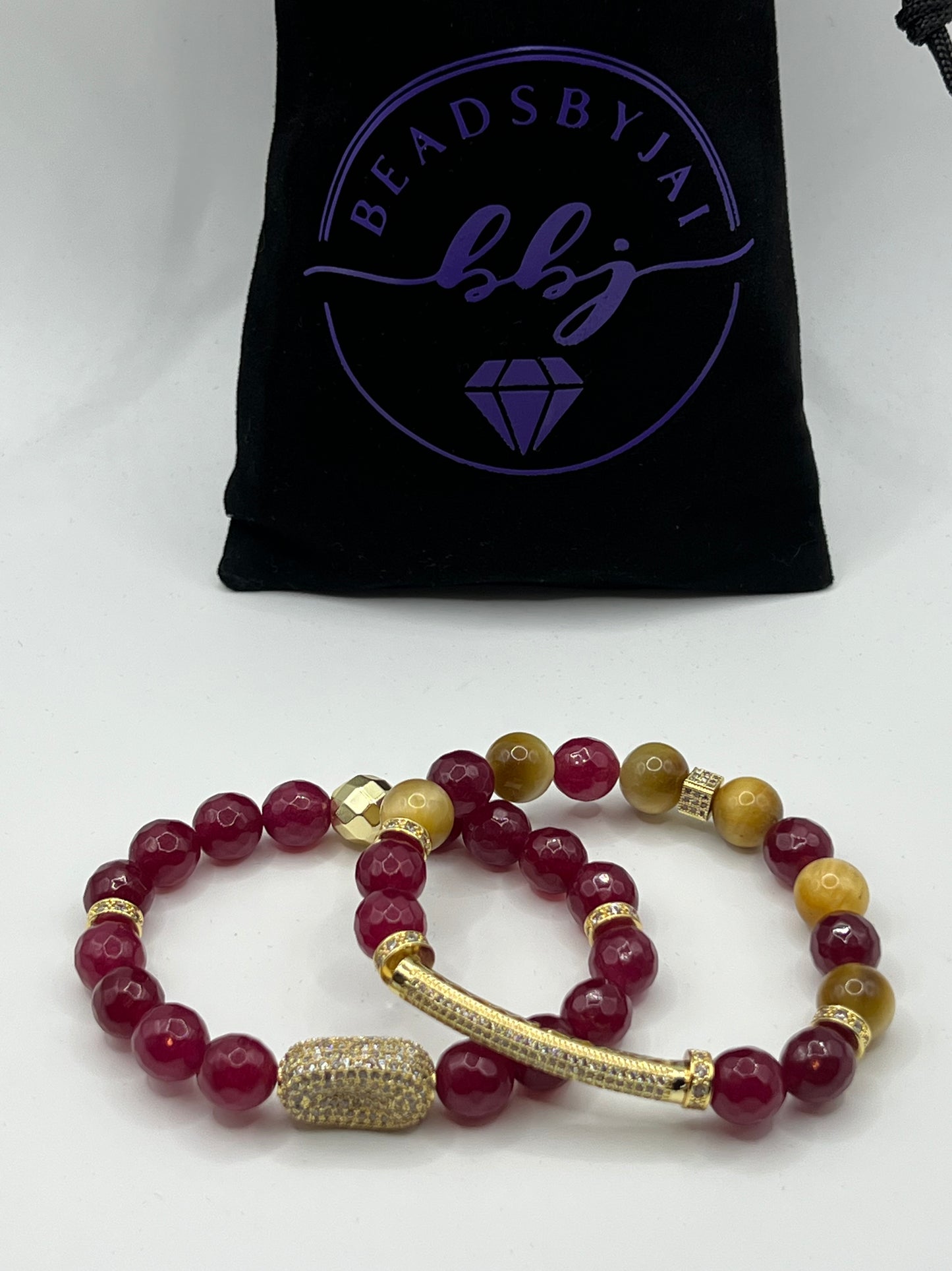 Women’s Cranberry Jade/Yellow Tigers Eye Stack