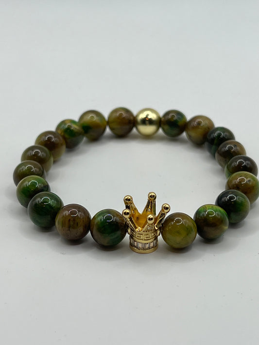 Men’s Green Camo Tiger’s Eye Bracelet