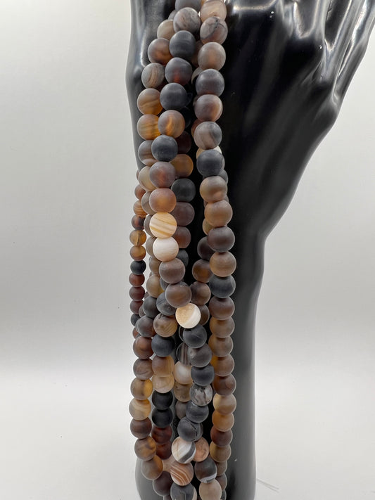 Matte Striped Coffee Agate 8mm