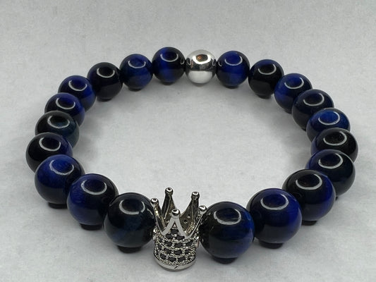 Men’s Blue Tigers Eye Bracelet 10 MM