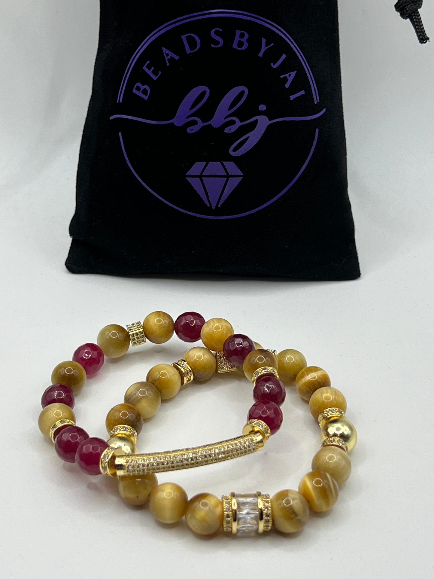 Women’s Cranberry Jade/Yellow Tigers Eye Stack