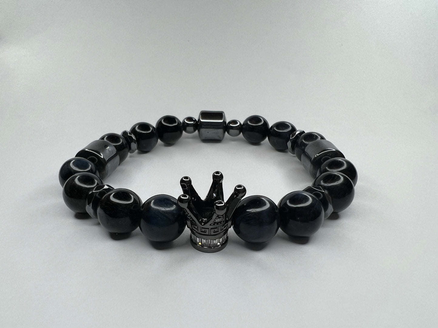 Men’s Black Tigers Eye & Hematite Bracelet 10 MM