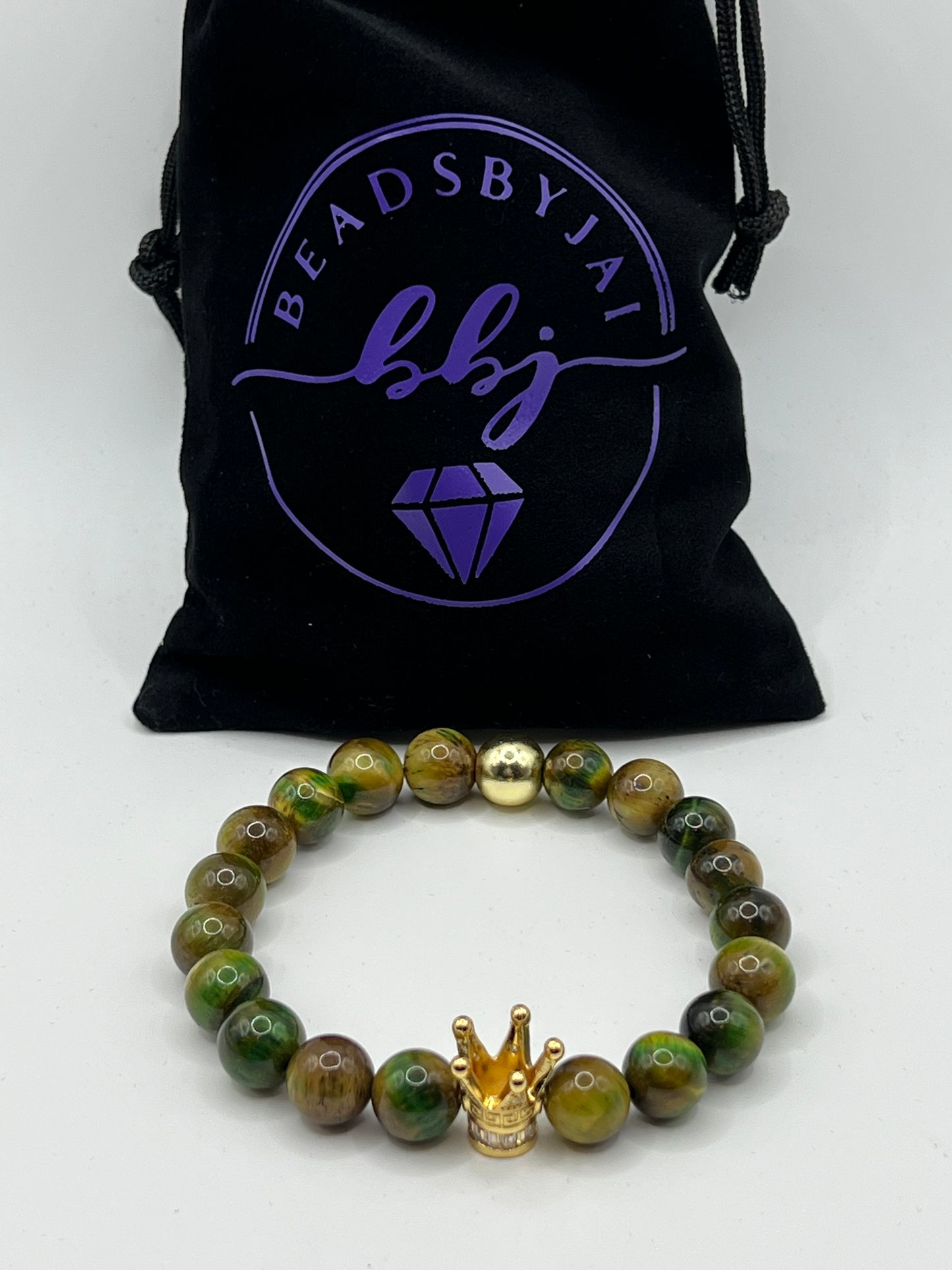 Men’s Green Camo Tiger’s Eye Bracelet