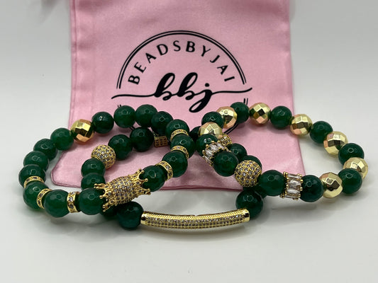 10MM Women’s Emerald Green Jade Bracelets